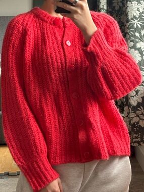 Sezane Emile Red Cardigan XS